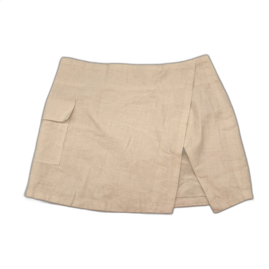 Subtitled White Button Cotton Blend Wrapped Split Mini Skirt Women Size S