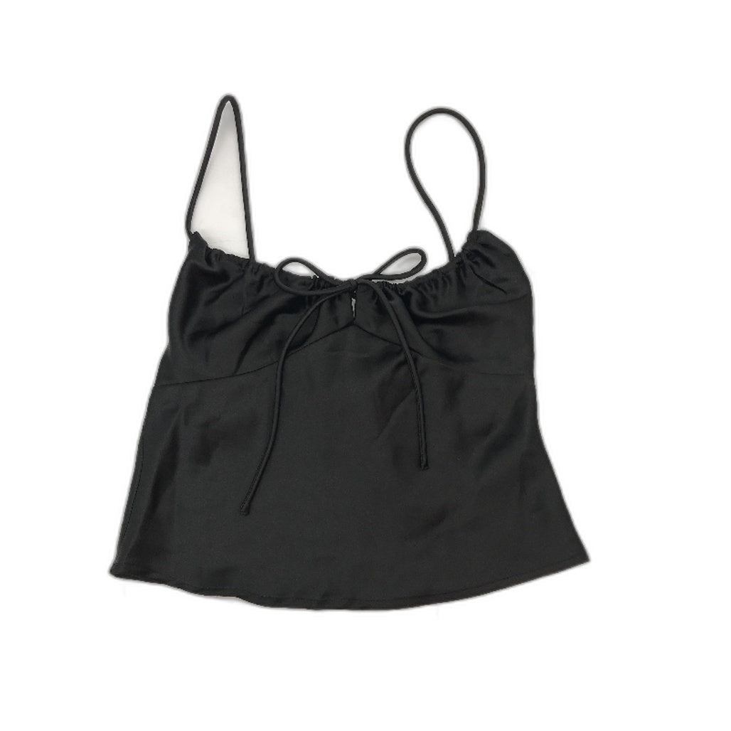 Alice In The Eve 'Ruby' Romantic Black Silky Crop Slip Top Women Size XS NEW