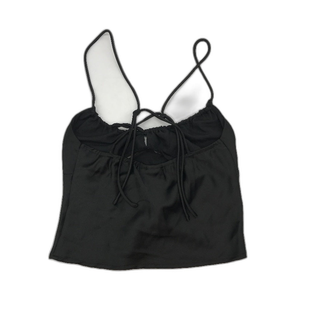 Alice In The Eve 'Ruby' Romantic Black Silky Crop Slip Top Women Size XS NEW