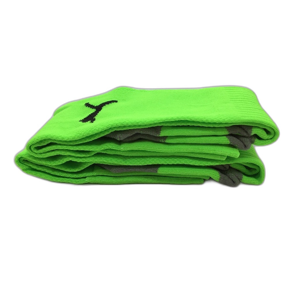 Puma 2 Pack Fluro Green & Grey Striker Football High Socks Youth Size US 13-3 NEW