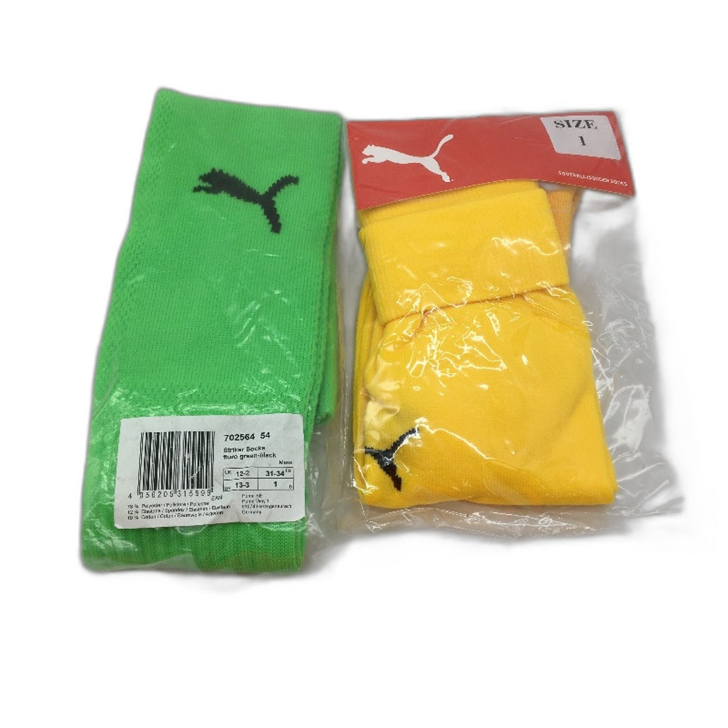 Puma 2 Piece Green & Yellow Football Soccer High Socks NEW