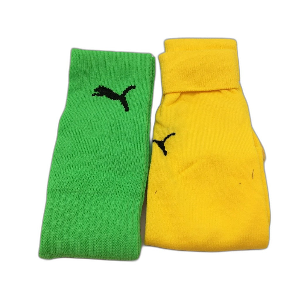 Puma 2 Piece Green & Yellow Football Soccer High Socks NEW