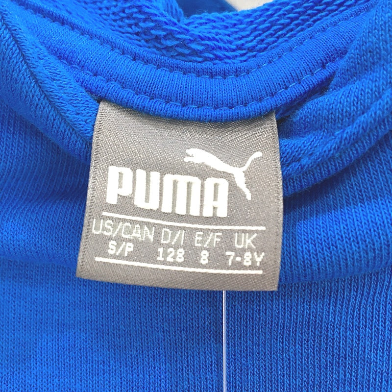 Puma Junior Electric Blue Hoodie With White Logo & Front Pocket Size S NEW
