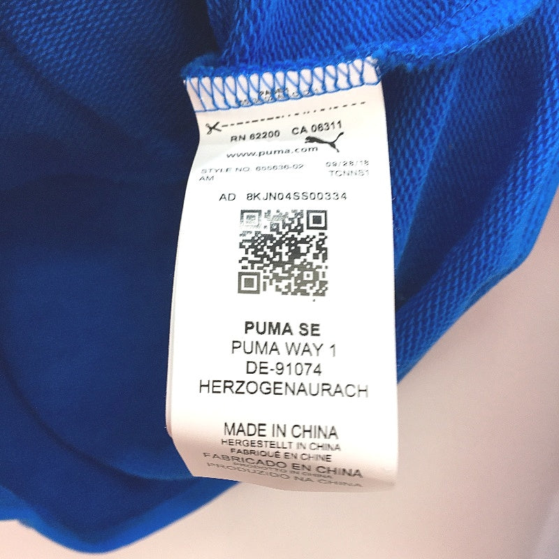 Puma Junior Electric Blue Hoodie With White Logo & Front Pocket Size S NEW