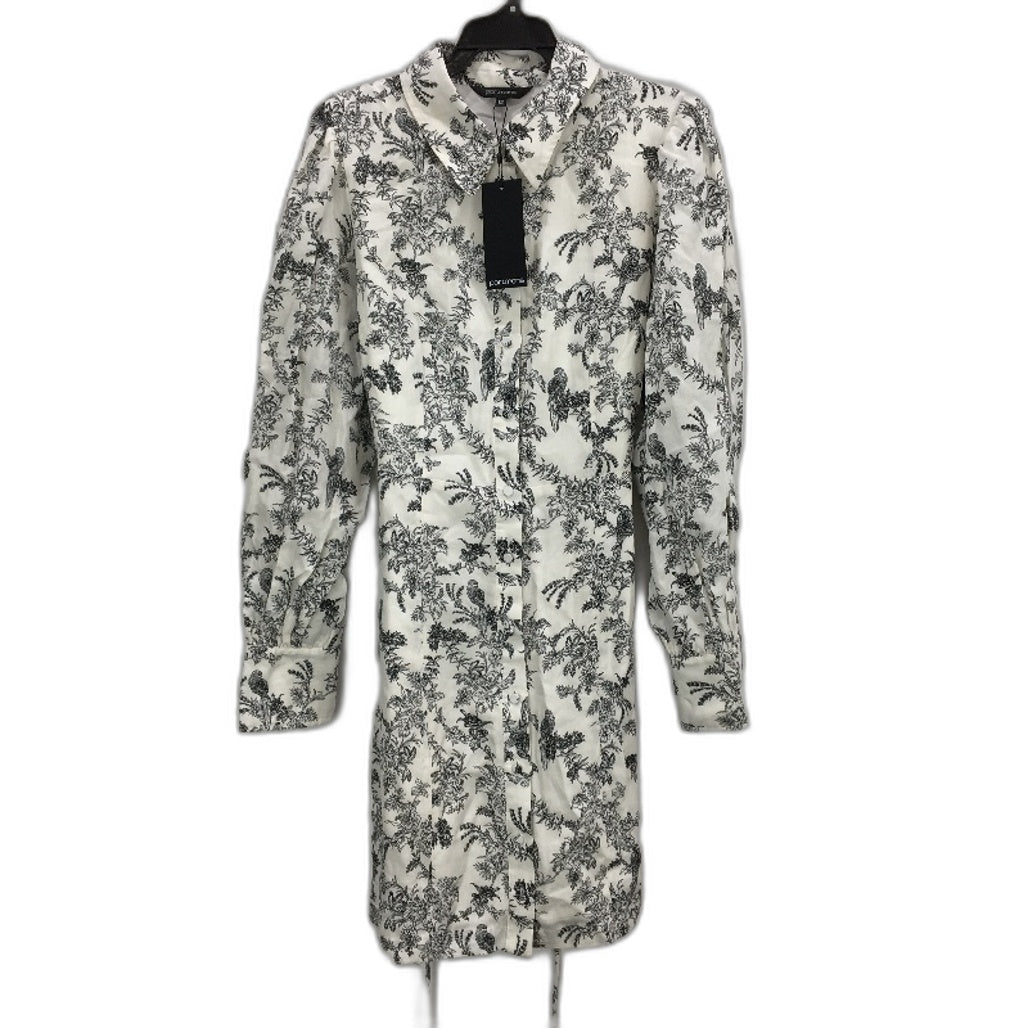 Portmans Kat Short White Black Fauna Floral Shirt Dress Ladies Size AU 12 NEW