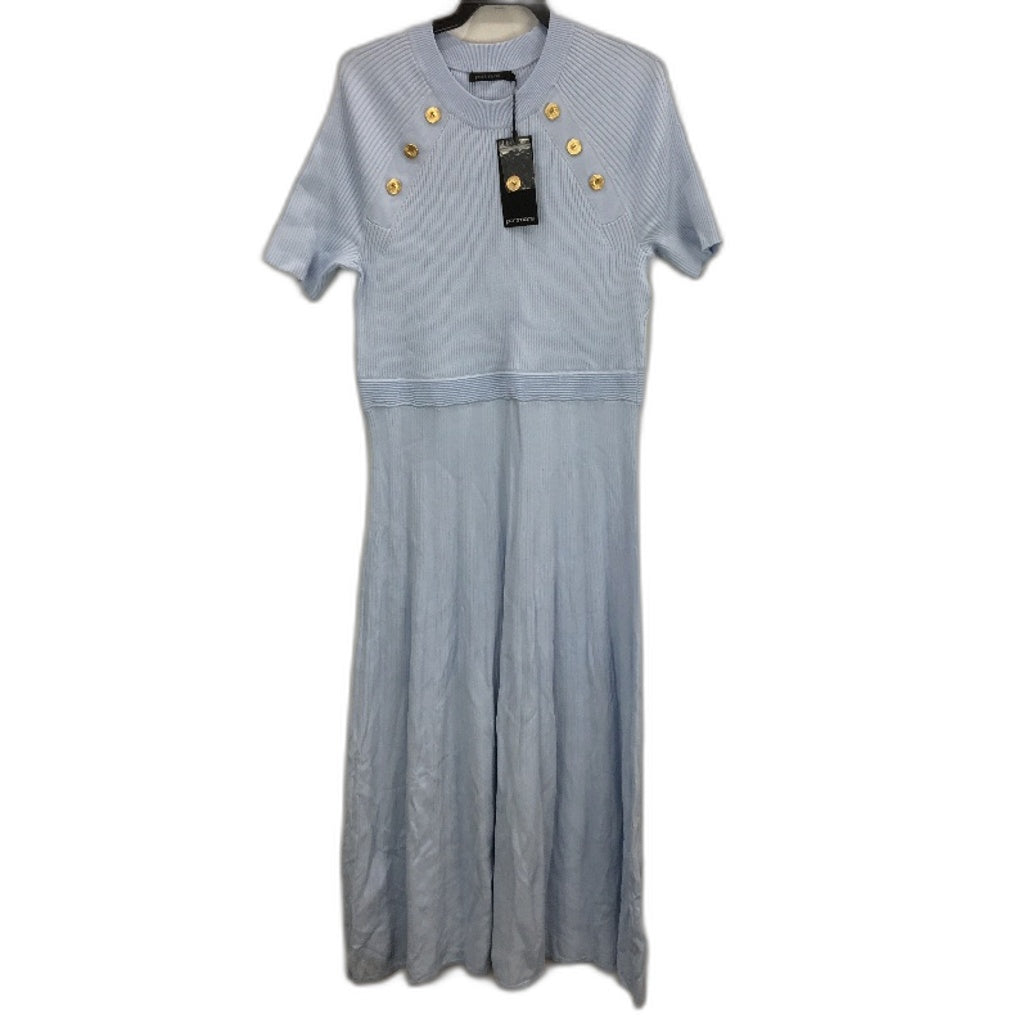 Portmans Sophie Pleated Cloudy Blue Shortsleeve Midi Dress Ladies Size Large NEW