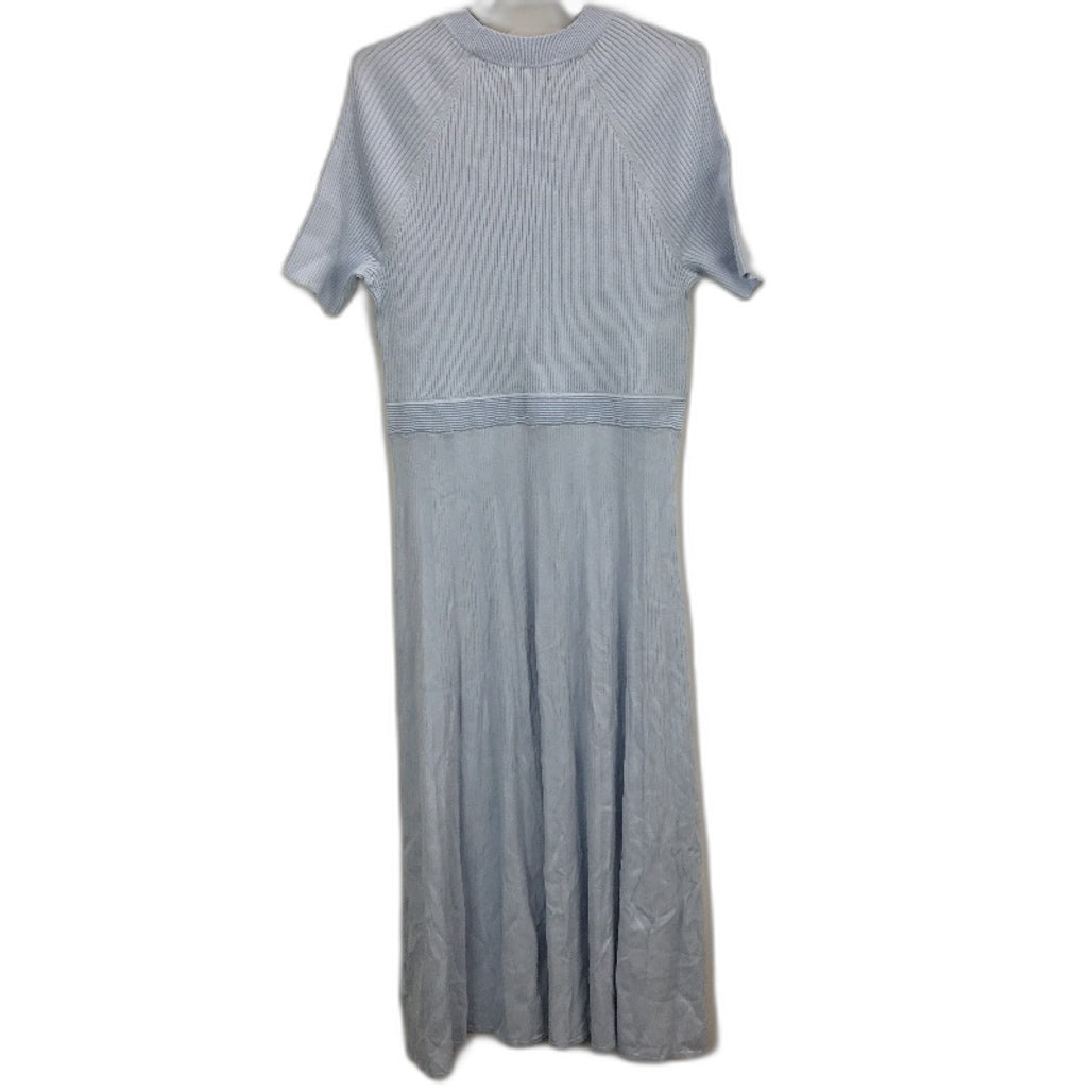 Portmans Sophie Pleated Cloudy Blue Shortsleeve Midi Dress Ladies Size Large NEW