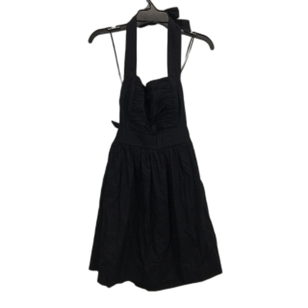 Dotti Elise Bow Black Poplin Gathered Cotton Mini Dress Ladies Size AU 4 NEW