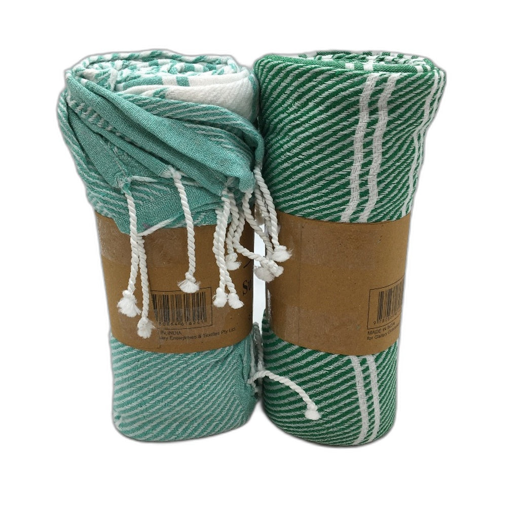Brighton Road 2 Pack 90x180cm Teal & Green Super Soft Fouta Towels NEW