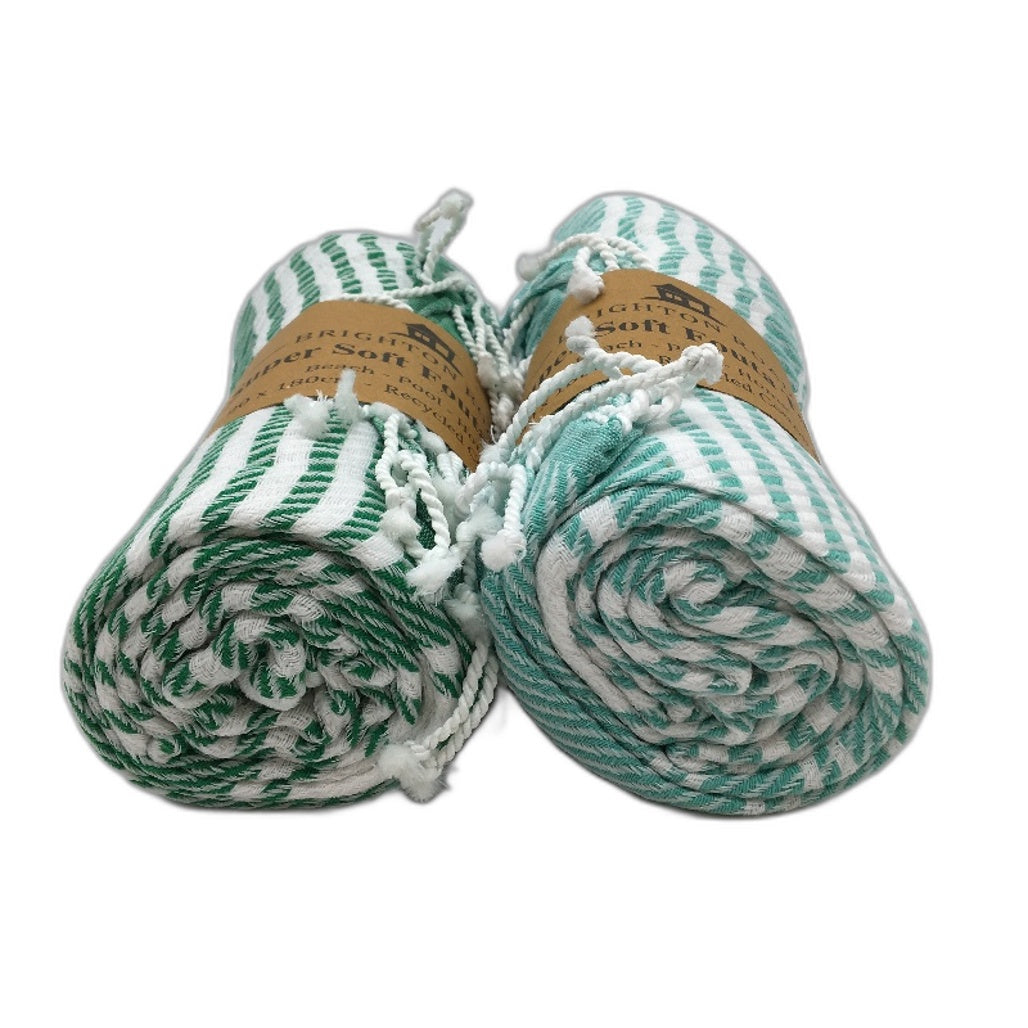 Brighton Road 2 Pack 90x180cm Teal & Green Super Soft Fouta Towels NEW