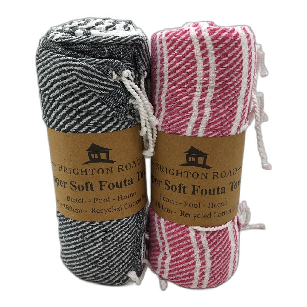 Brighton Road 2 Pack 90x180cm Red & Black Super Soft Fouta Towels NEW