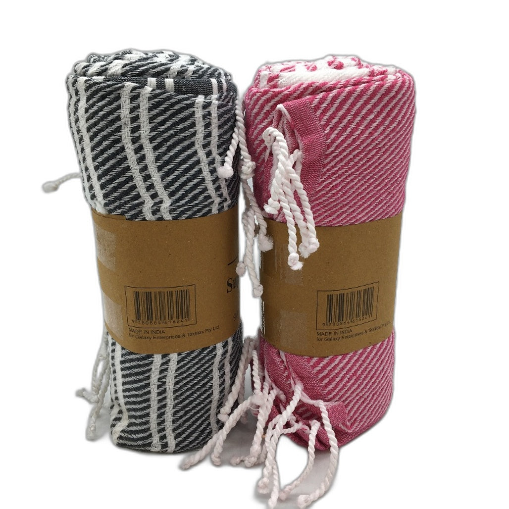 Brighton Road 2 Pack 90x180cm Red & Black Super Soft Fouta Towels NEW