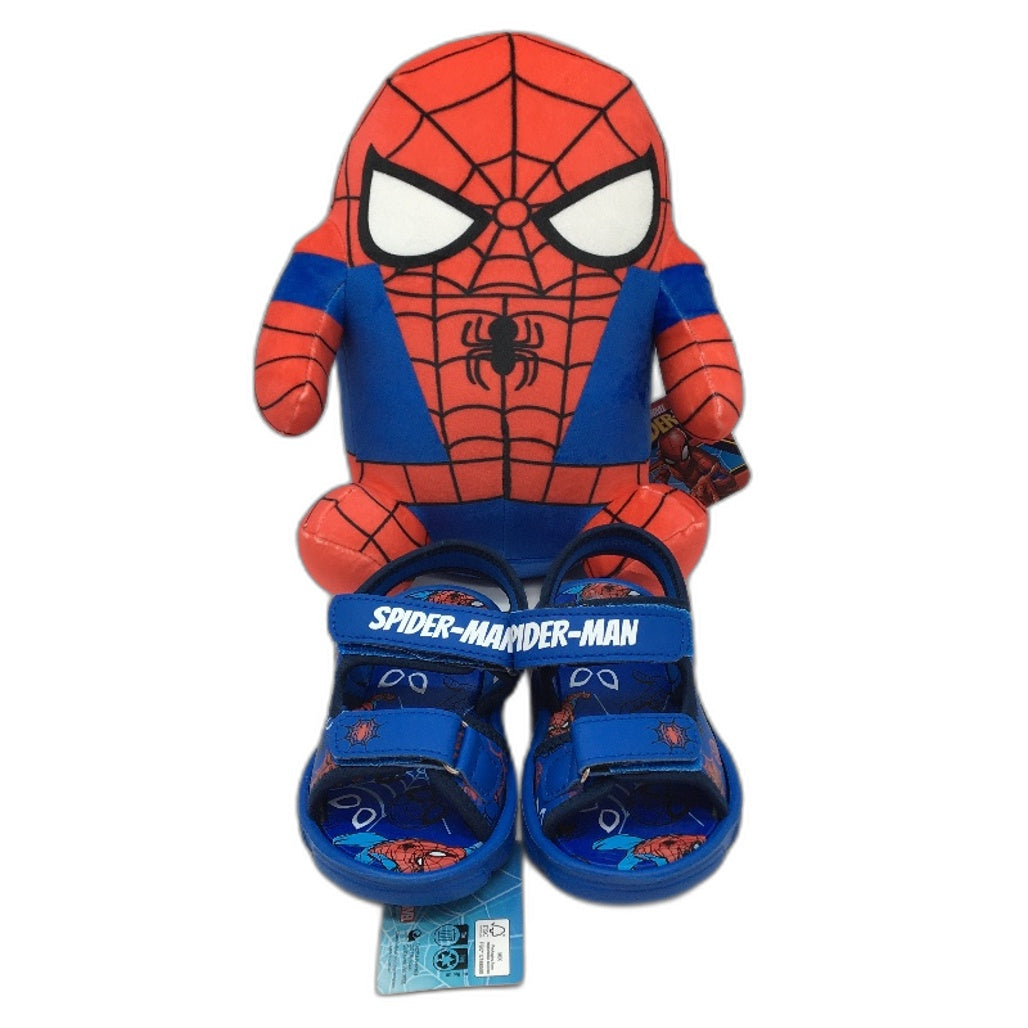 Marvel Spiderman Soft Squishy Toy & Kids Re & Blue Sandals Size 8 NEW