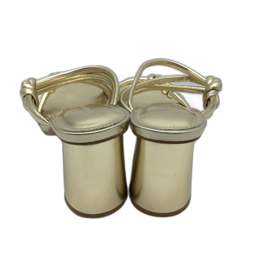 Tokito Winnie Gold Wide Heeled Knotted Slip On Sandal Ladies Size 9  SAMPLE NEW