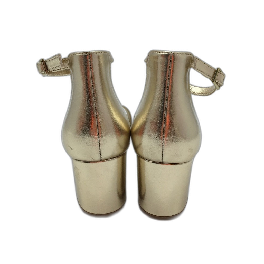 Tokito Tahnee Gold Ankle Strap Block Heeled Sandal Ladies Size 9 SAMPLE NEW