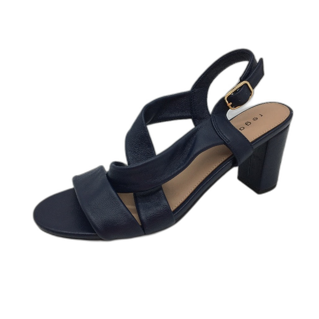 Regatta Navy Blue Cross Strap Heeled Sandal Ladies Size 9 SAMPLE NEW