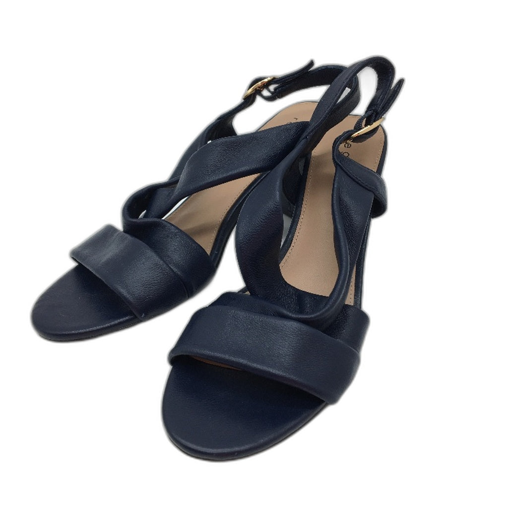 Regatta Navy Blue Cross Strap Heeled Sandal Ladies Size 9 SAMPLE NEW