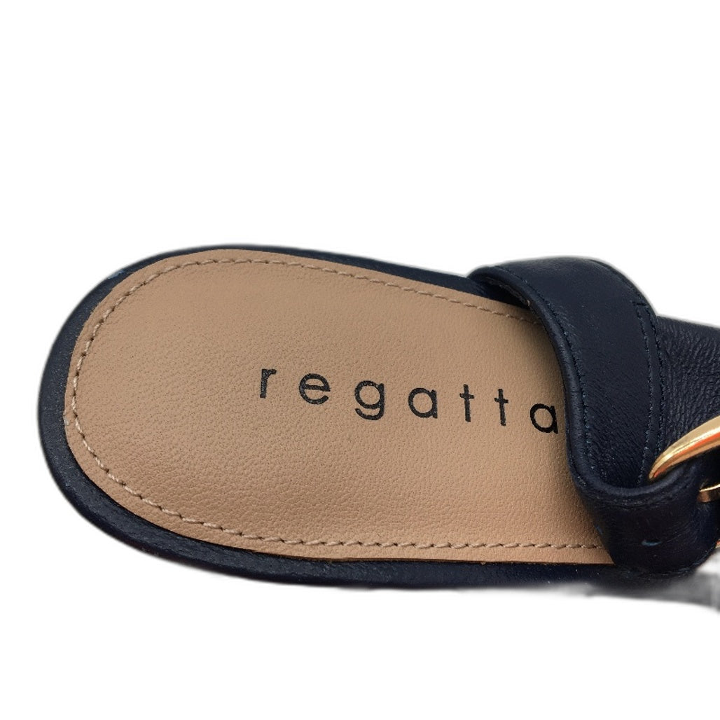 Regatta Navy Blue Cross Strap Heeled Sandal Ladies Size 9 SAMPLE NEW