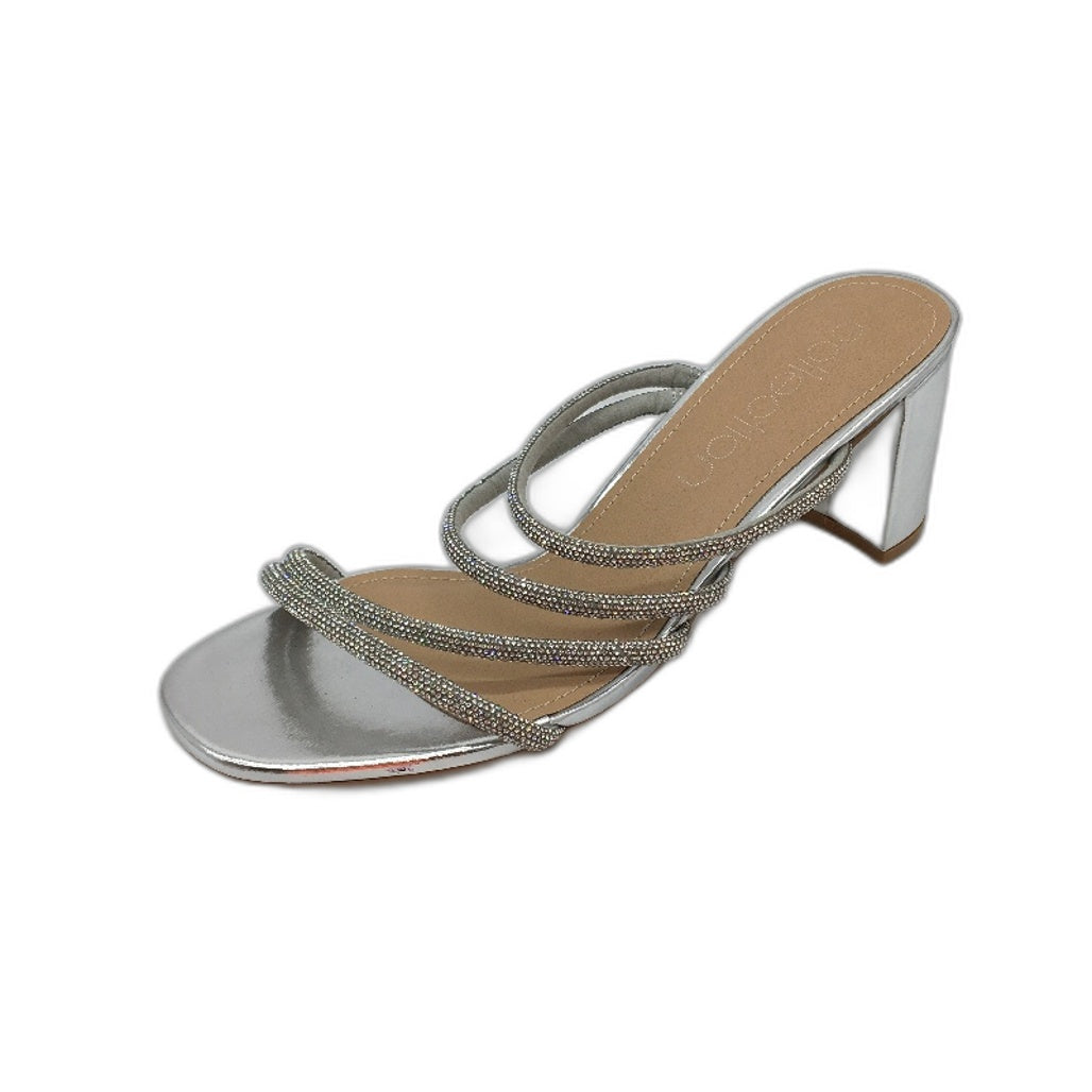 Collection Myer Gemset Strappy Silver Mule Heels Ladies Size 9 SAMPLE NEW