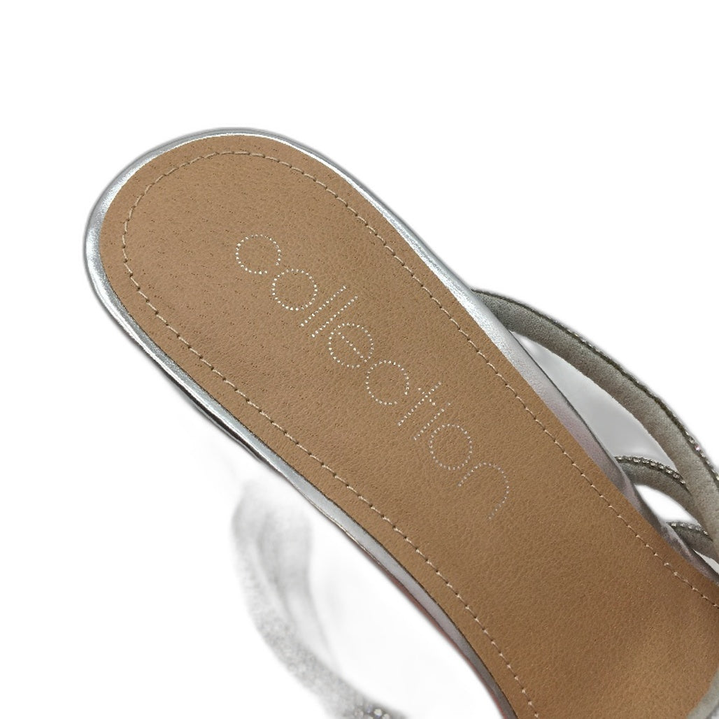 Collection Myer Gemset Strappy Silver Mule Heels Ladies Size 9 SAMPLE NEW