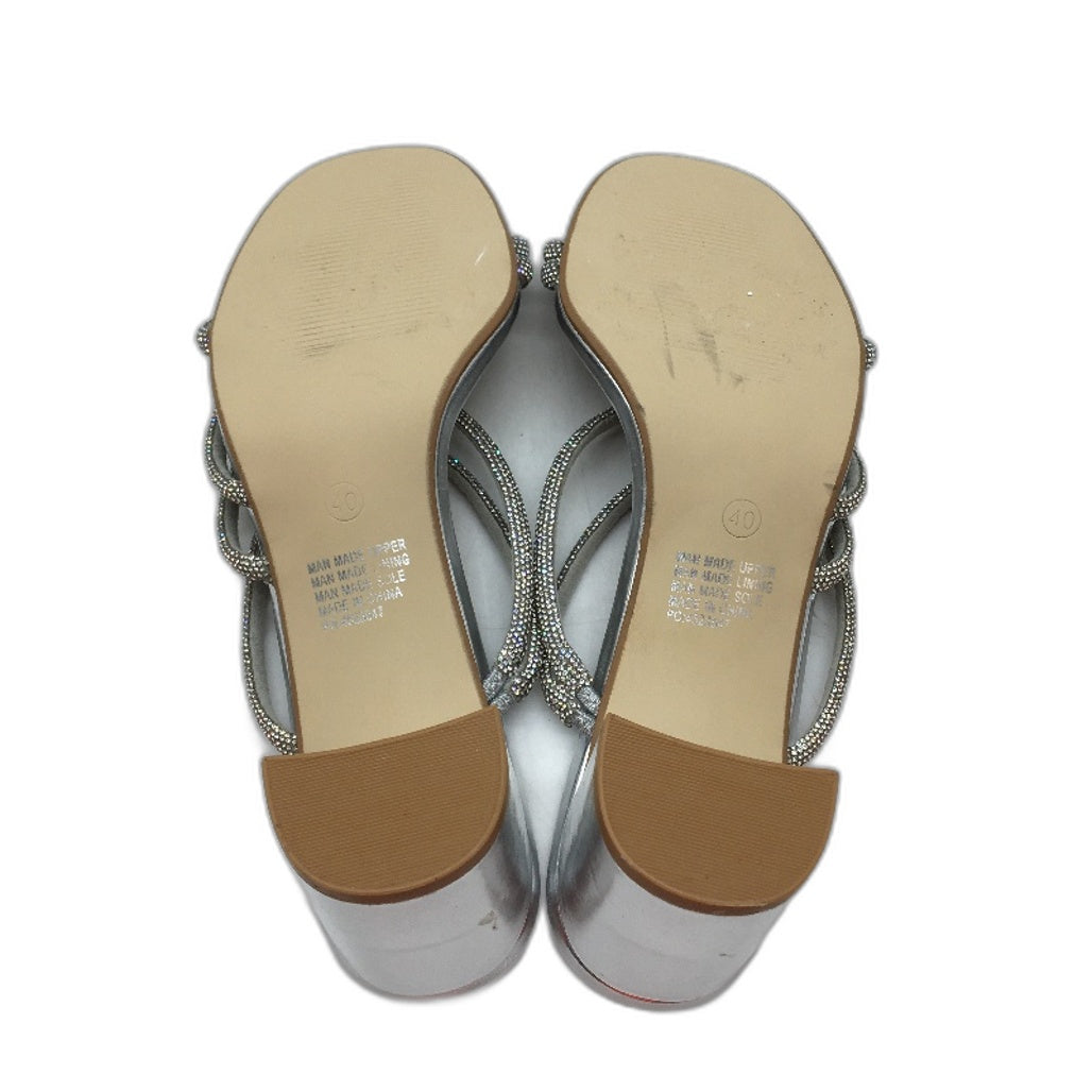 Collection Myer Gemset Strappy Silver Mule Heels Ladies Size 9 SAMPLE NEW