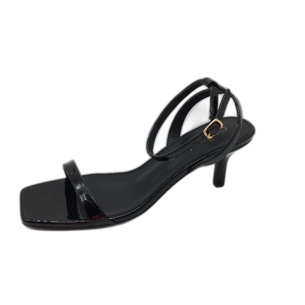 Collection Tully Black Patent Ankle Strap Heeled Sandals Ladies Sz 9 SAMPLE NEW
