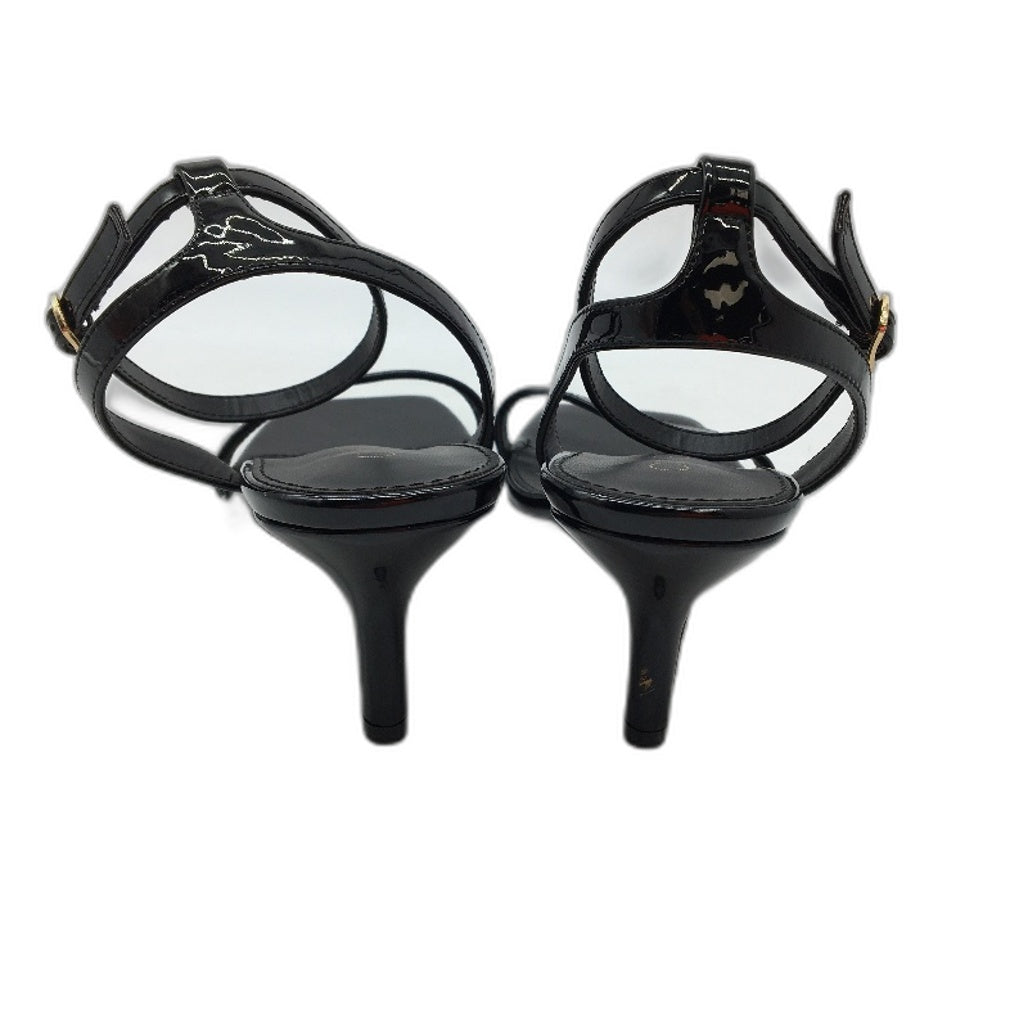 Collection Tully Black Patent Ankle Strap Heeled Sandals Ladies Sz 9 SAMPLE NEW