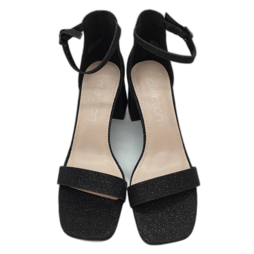 Collection Romy Black Fleck Block Heeled Sandals Ladies Size 9 SAMPLE NEW