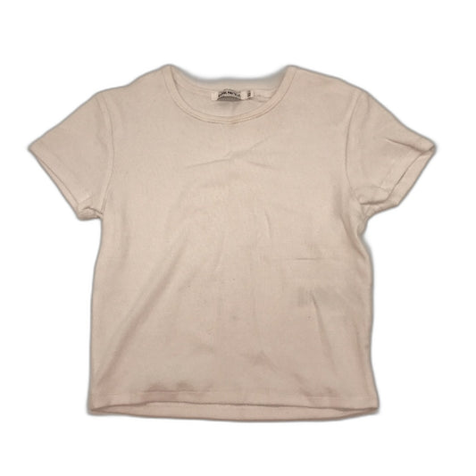 General Pants Co White Cotton Blend Cropped Short Sleeve Tee Ladies Size XS