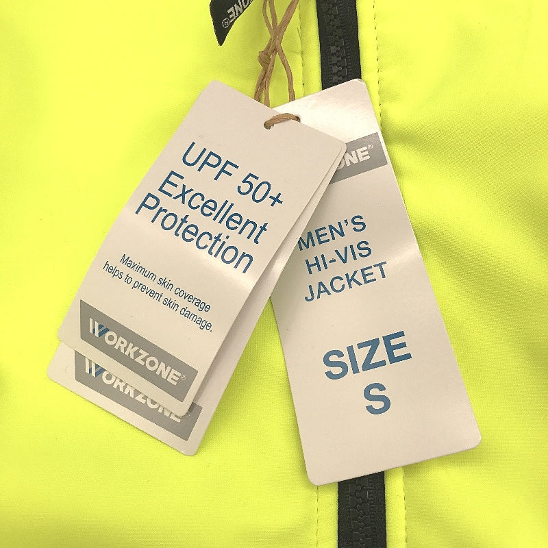 Workzone UPF-50 Yellow HI-VIS Zip Up Class D Jacket Mens Size S NEW