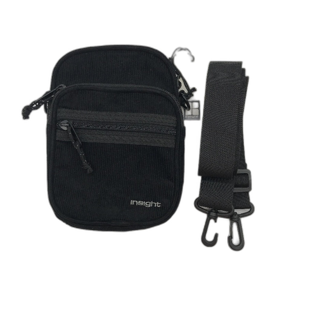 Insight 'Kai' Black Cotton Cord Side Bag 3 Funtional Pockets Unisex NEW