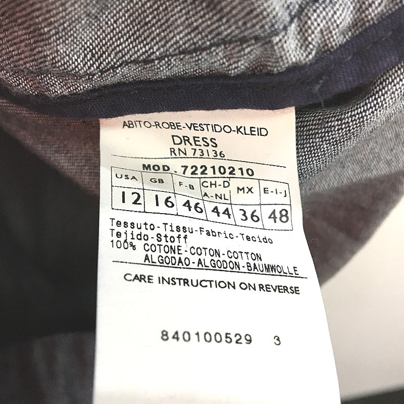 Max & Co Indigo Cotton Front Zip Sleeveless Overall Long Dress Womens Size 16