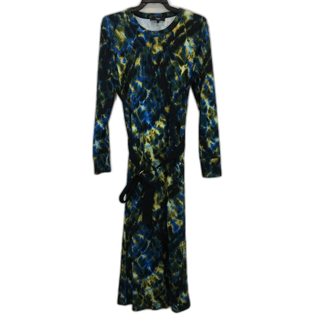 SABA Prisma Rib Multicolour Cotton Blend Long Sleeve Belted Dress Womens Size XL