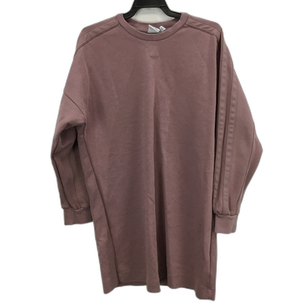 Adidas Pink Cotton Blend Crew Neck Long Sleeve Sweatshirt Dress