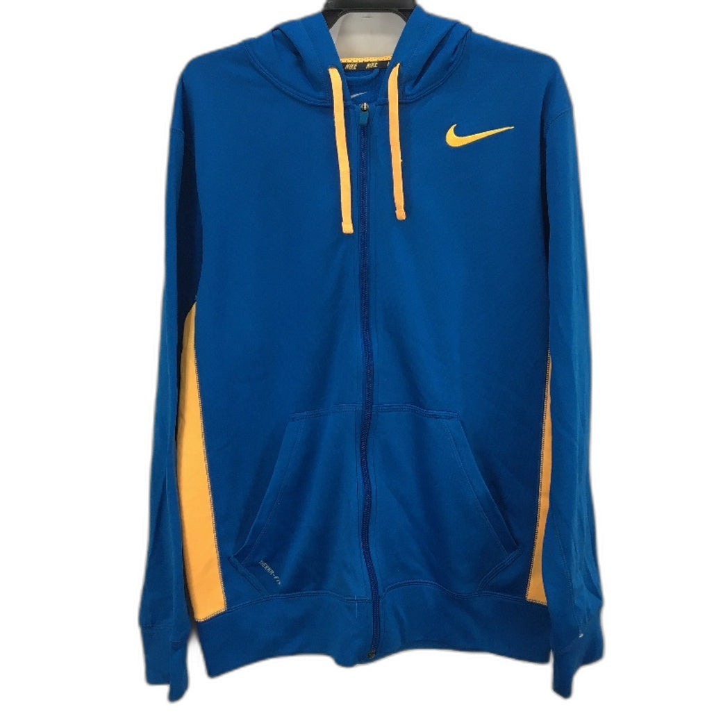 Nike Therma Fit Blue And Yellow Fleece Hooded Pocket Full Zip Jacket Mens Size S