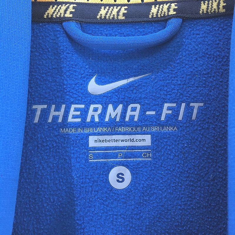 Nike Therma Fit Blue And Yellow Fleece Hooded Pocket Full Zip Jacket Mens Size S