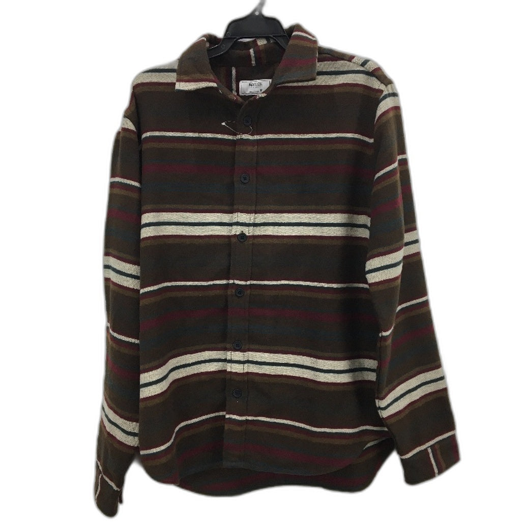 Maddox Boras Multicolour Brushed Stripe Long Sleeve Overshirt Mens Size M