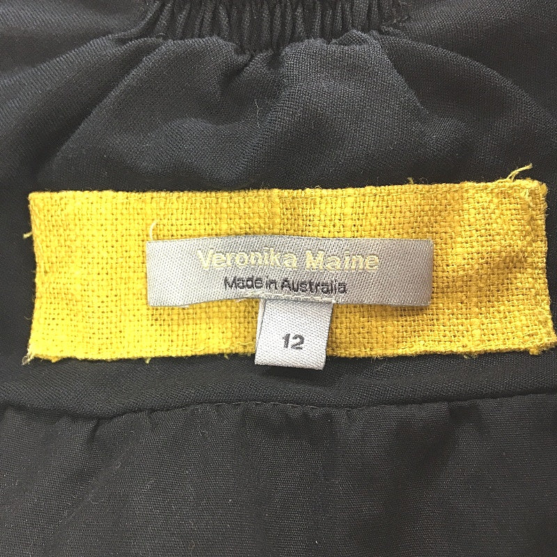 Veronika Maine Black Linen Cotton Blend Sleeveless Jacket Vest Top Womens Sz 12