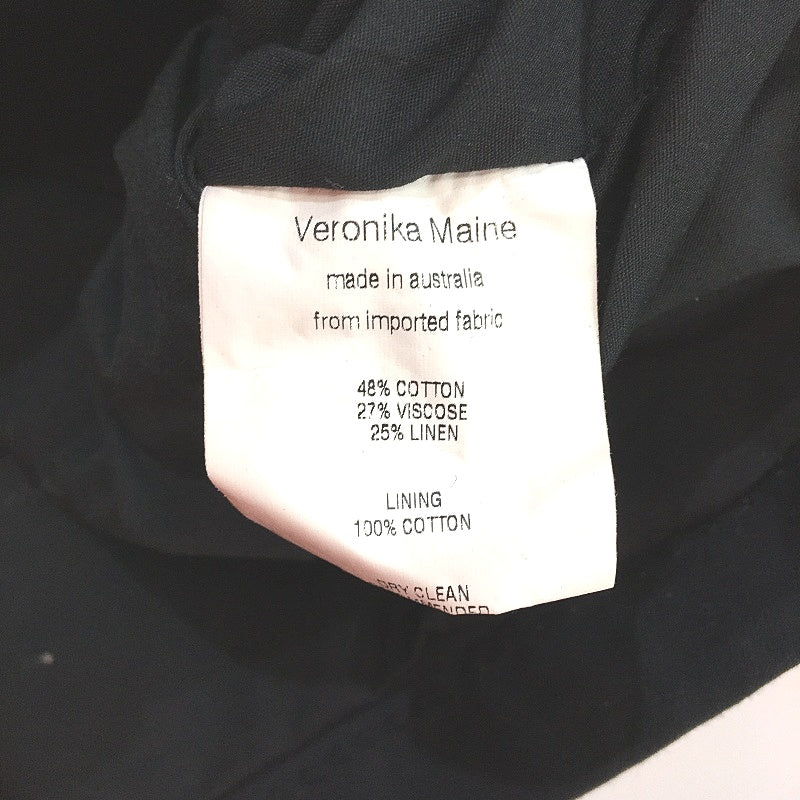 Veronika Maine Black Linen Cotton Blend Sleeveless Jacket Vest Top Womens Sz 12