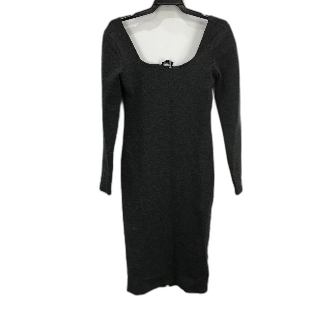 Bardot Dark Grey Round Neck Stretchy Long Sleeve Midi Dress Womens Size 10