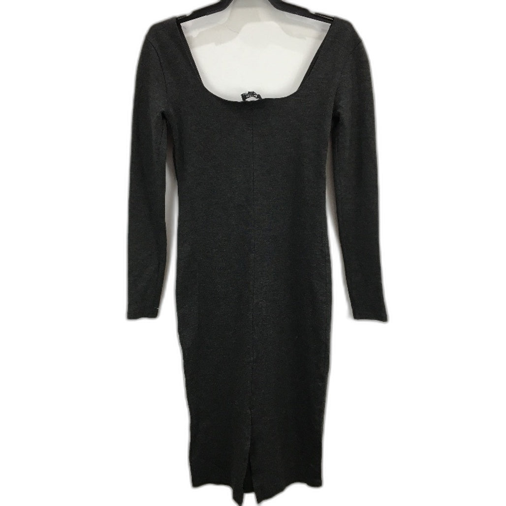 Bardot Dark Grey Round Neck Stretchy Long Sleeve Midi Dress Womens Size 10