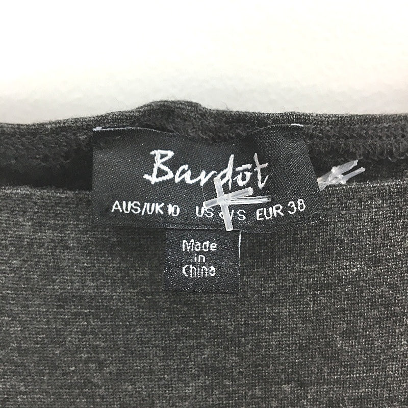 Bardot Dark Grey Round Neck Stretchy Long Sleeve Midi Dress Womens Size 10