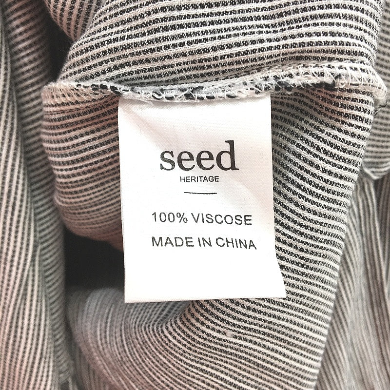 Seed Heritage Striped V Neck Long Sleeve Buttoned Shirt Dress Womens Size 12