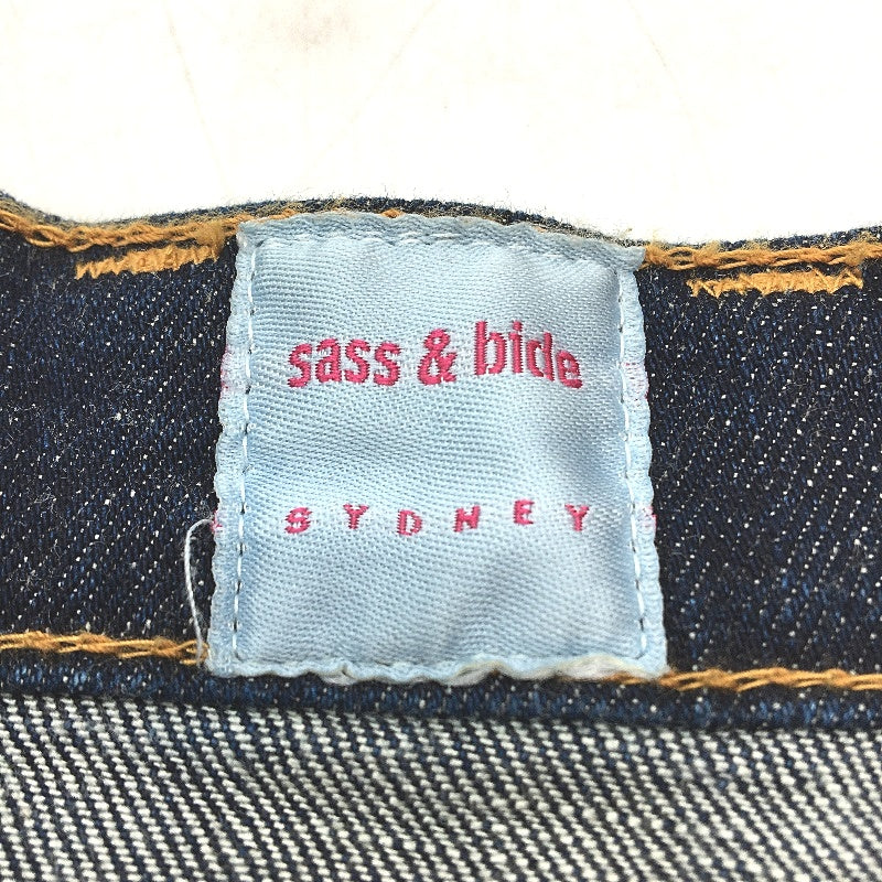 Sass & Bide Indigo Cotton Blend Denim A Line Midi Length Skirt Womens Size 10