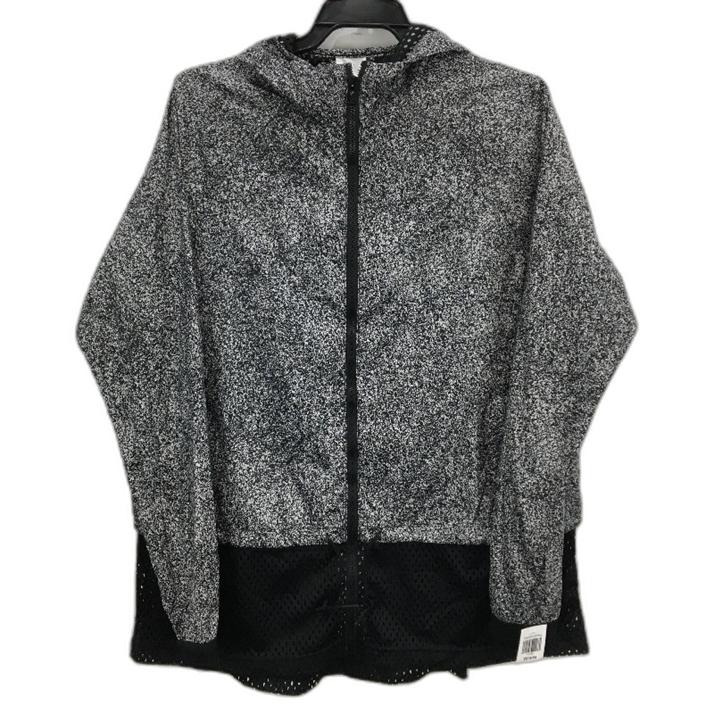 Adidas Black And White Pattern Light Weight Hooded Zip Jacket Womens Size 6