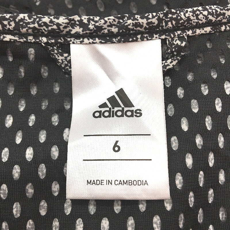 Adidas Black And White Pattern Light Weight Hooded Zip Jacket Womens Size 6