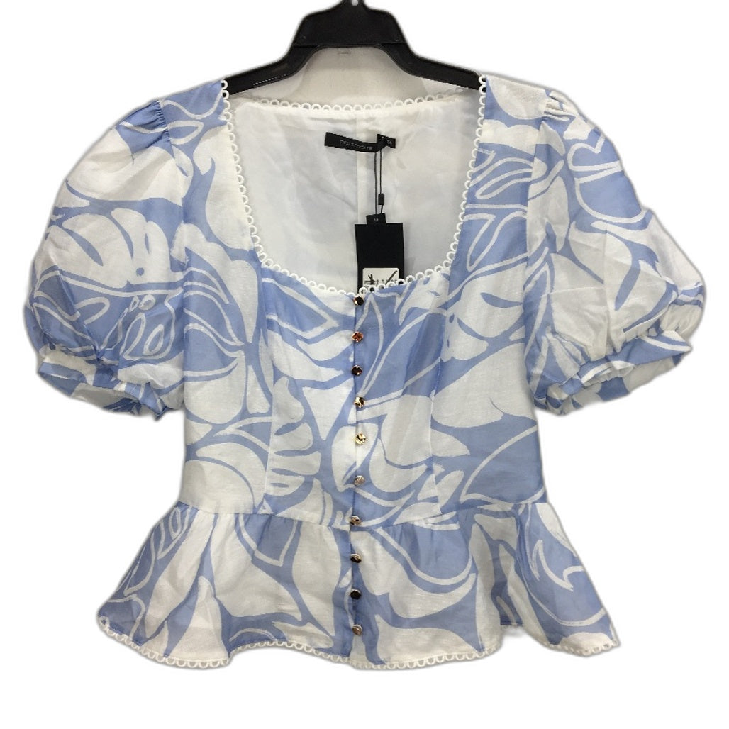 Portmans Felicity Cuba Days Square Neck Blue White Blouse Ladies Size 8 NEW