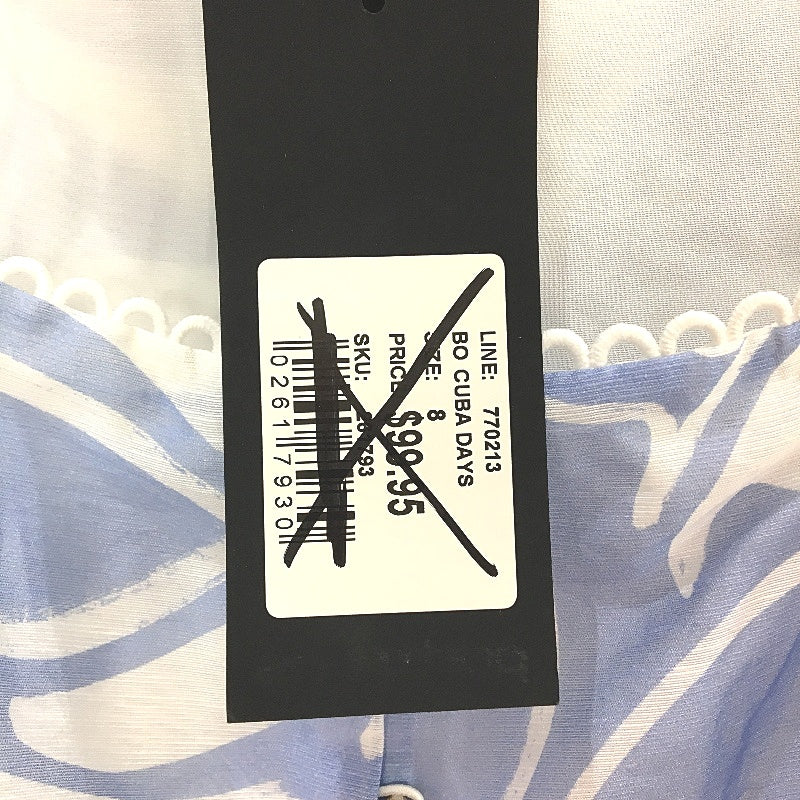 Portmans Felicity Cuba Days Square Neck Blue White Blouse Ladies Size 8 NEW