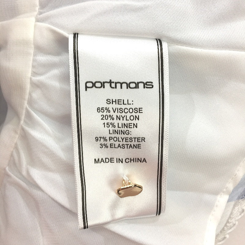 Portmans Felicity Cuba Days Square Neck Blue White Blouse Ladies Size 8 NEW