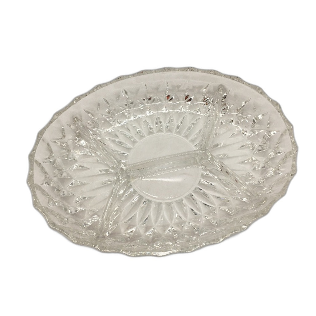 VINTAGE Rossini Crystal Cut Made In West Germany 4 Sectional Plate